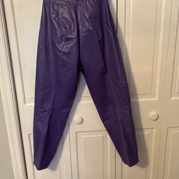 100% Leather Purple Pants Petite 6 - Picture 2 of 7